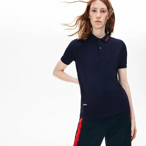 Thời trang Unisex Áo phông Mỹ - Áo Phông Unisex Lacoste LIVE Slim Fit Signature Embroidery Petit Pique Polo Shirt Xanh Navy - Vua Hàng Hiệu